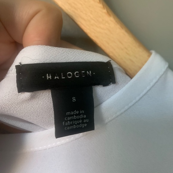 Halogen | Open Back White Tie Basic White Short Sleeve Shirt Tee Top NWOT - Picture 2 of 3